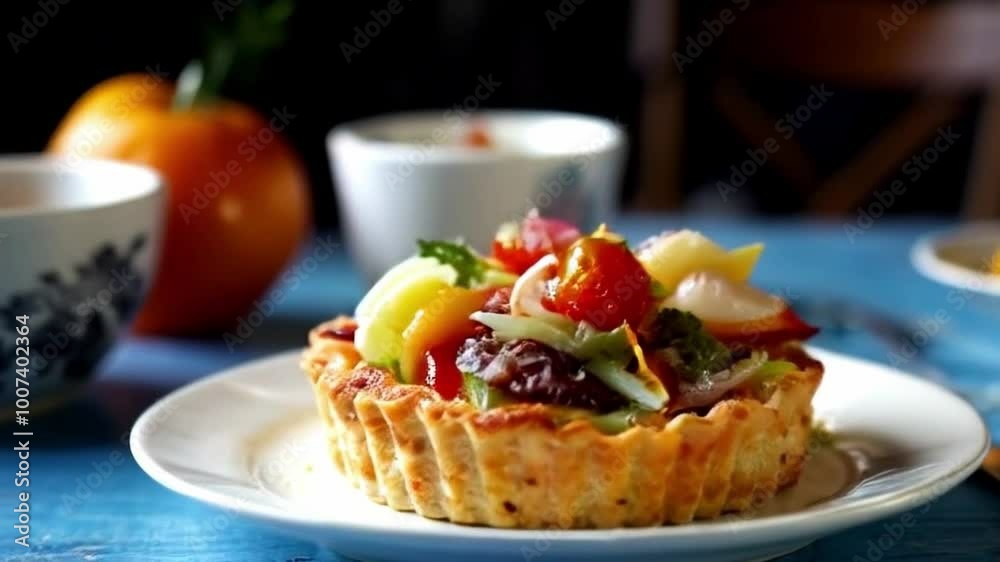Zoom-In on Tart with Condiments and Fade-to-White Transition for Video Zoom-In on Tart with Condiments and Fade-to-White Transition for Video