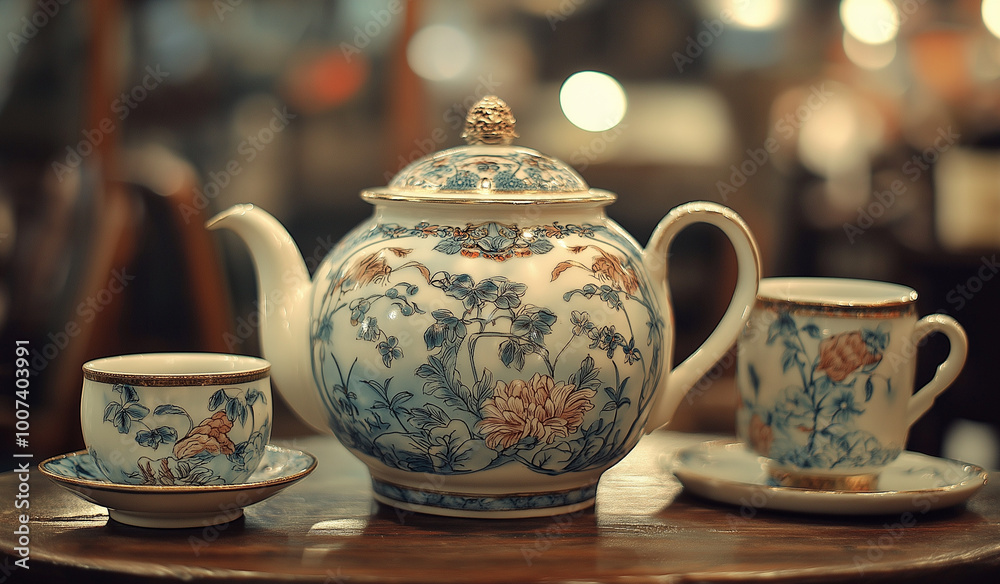 AI generator image of porcelain Pottery,animals tea set ,thailand inspired porcelain crockery. thailand designs. AI generator image of porcelain Pottery,animals tea set ,thailand inspired porcelain crockery. thailand designs.