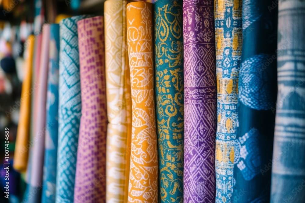 An Indian market with a pile of colourful fabrics. An Indian market with a pile of colourful fabrics.
