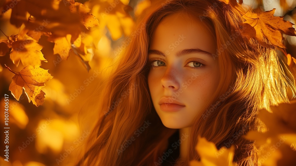 The girl's face in autumn The girl's face in autumn