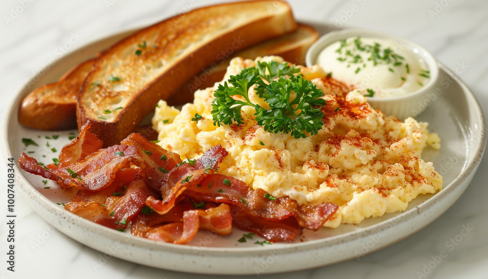 Fluffy Scrambled Eggs with Crispy Bacon Fluffy Scrambled Eggs with Crispy Bacon