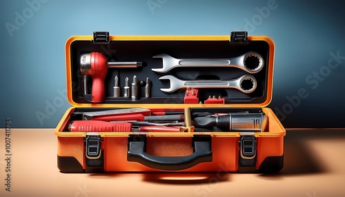 Open Toolbox with Various Tools Neatly Arranged Inside, Showcasing Organization and Readiness for Any Task