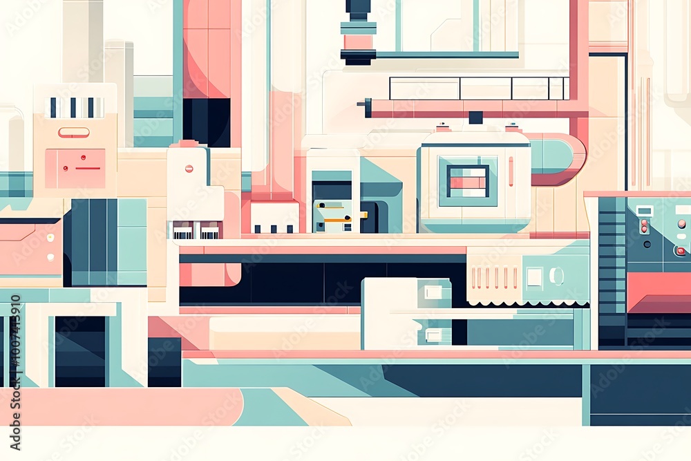 Abstract Geometric Factory Illustration Abstract Geometric Factory Illustration