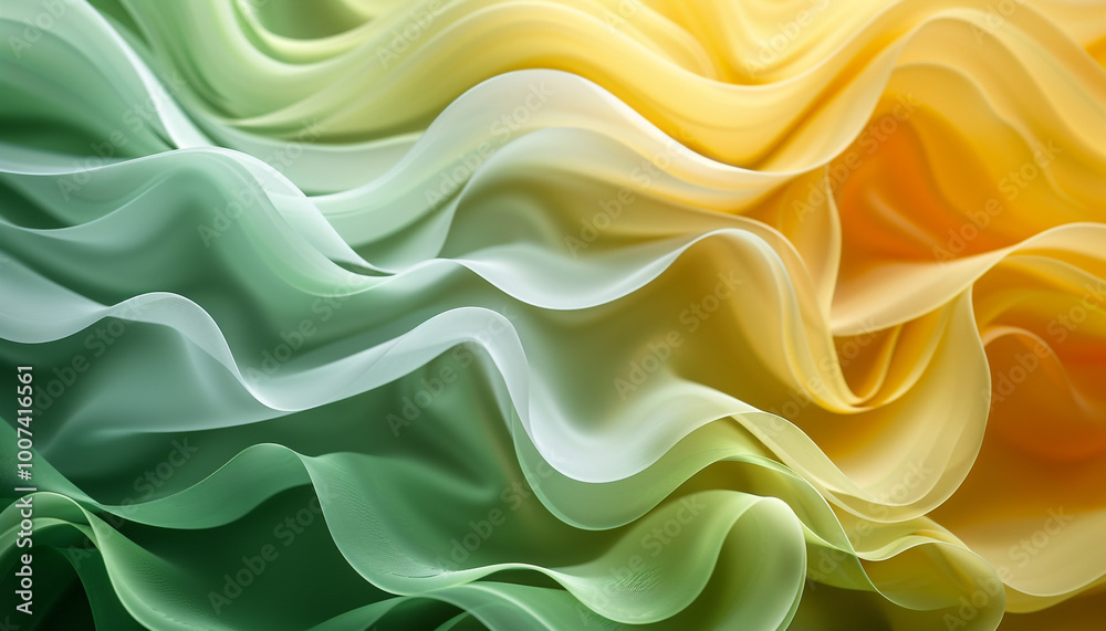 Obraz premium Abstract Layers of Green and Yellow Hues Blending