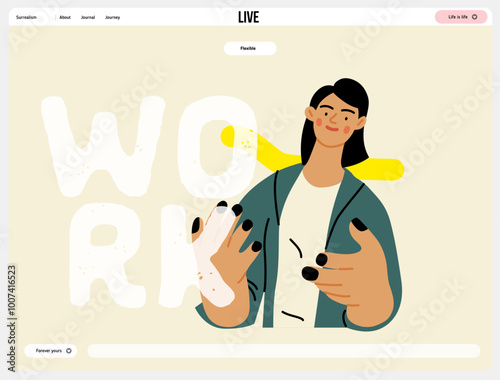 Creative Workspace: Video Conference, modern flat vector concept illustration of person engaging in virtual business meeting Connectivity, collaboration, digital interaction, remote work, productivity