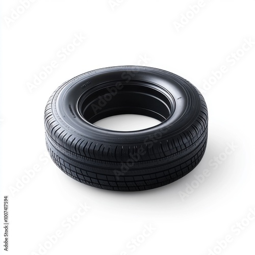Black Rubber Tire on White Background