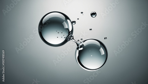 Water droplets, molecules, science and biology abstract futuristic art, fluids