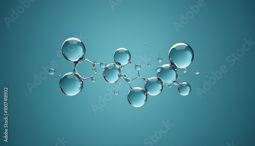 Water droplets, molecules, science and biology abstract futuristic art, fluids