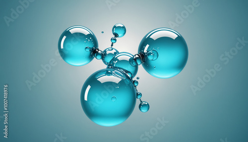 Water droplets, molecules, science and biology abstract futuristic art, fluids