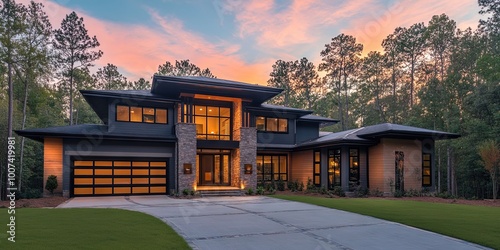 modern residential house in north carolina photo