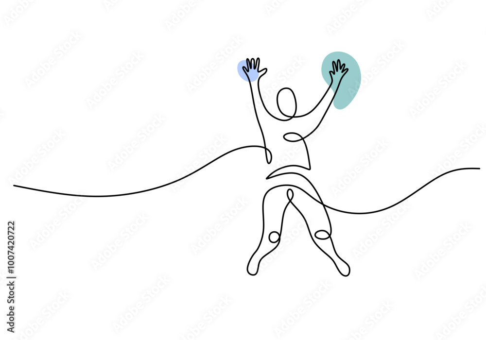 Man jumping in one line drawing. People energy theme. Minimalist vector design. Man jumping in one line drawing. People energy theme. Minimalist vector design.