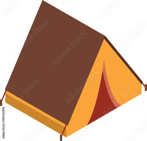 Camping tent isometric icon. Outdoor vacation travel