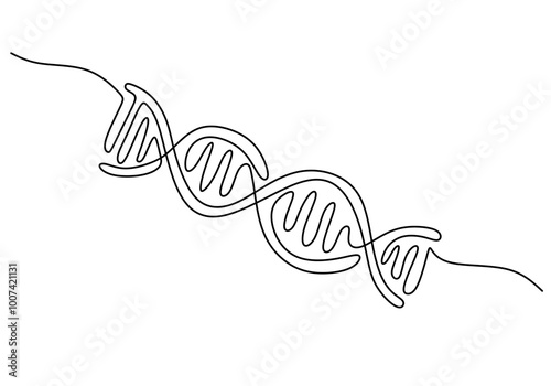 DNA in detailed one line drawing. Scientific research concept. Minimalist vector with modern touch.