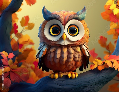Cute Colorful Owl Character...