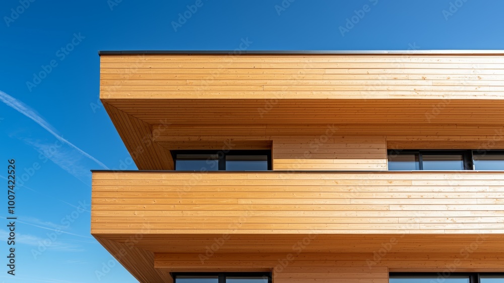 The building has a wooden exterior and is tall The building has a wooden exterior and is tall