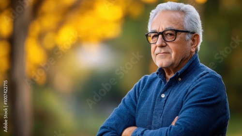 Thoughtful Senior Man in Natural Setting