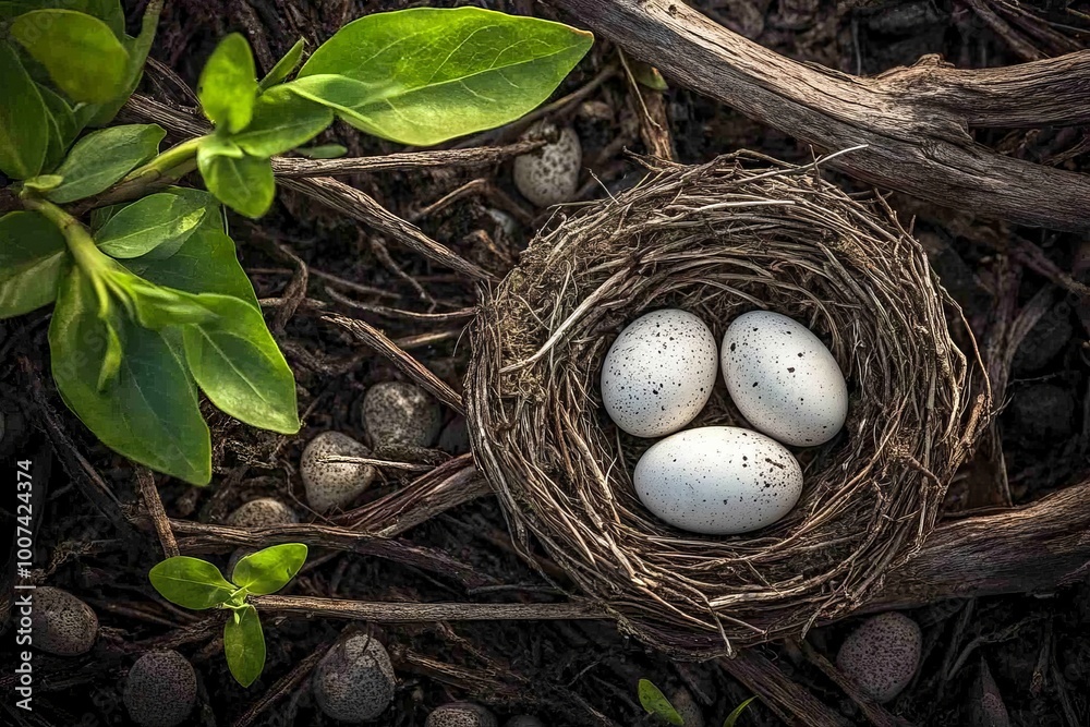 A nest with two speckled brown eggs of a Hartlaubs Gull