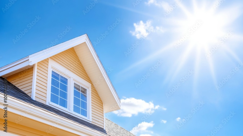 A house with a blue roof and a yellow roof A house with a blue roof and a yellow roof