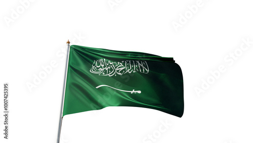 Photos flag of saudi arabia on a transparent background, waving in the wind, national s