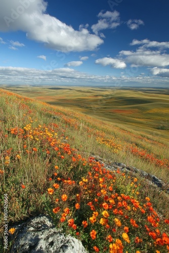 Paradise Ridge near Moscow, Idaho, ablaze with redbrush at sunset. photo