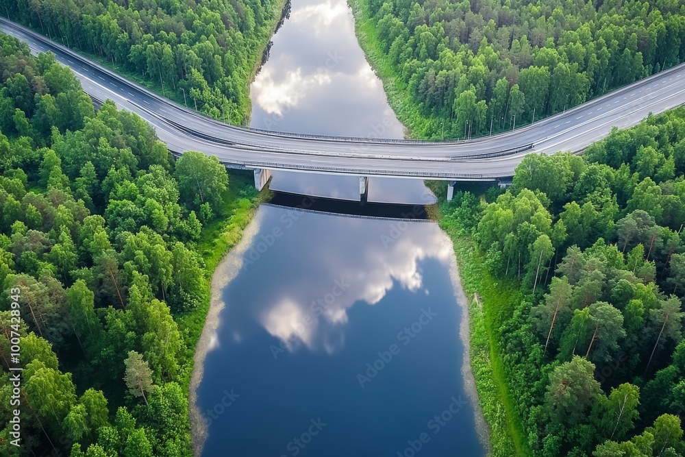 Fototapeta premium This aerial view shows the Uddevalla Bridge in Bohuslan, Sweden, Sweden