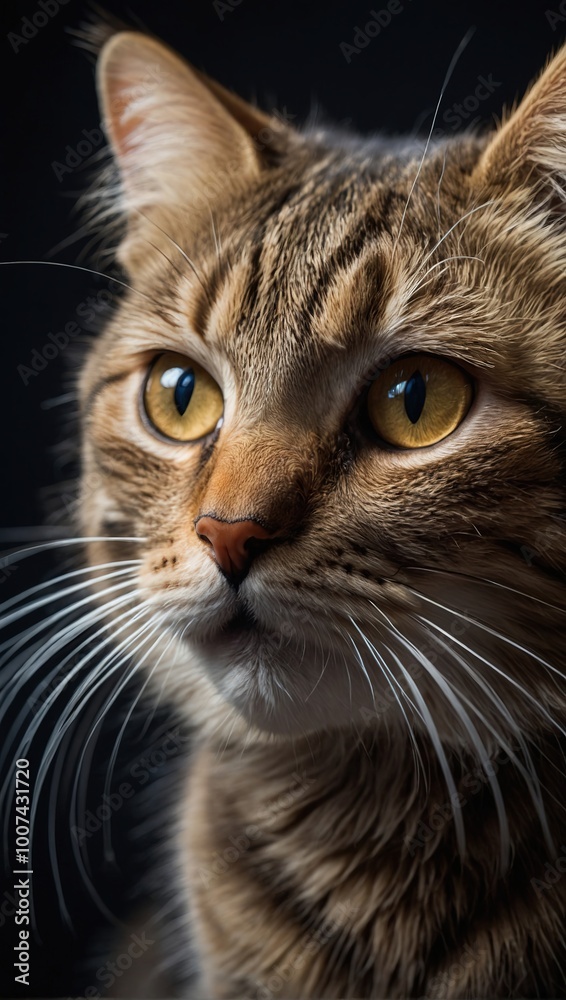 Portrait of a cat on a dark background, close up. Portrait of a cat on a dark background, close up.