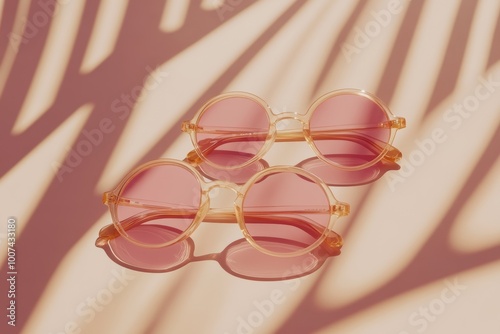 A stylish sunglass pattern on a colorful background with a sunshadow photo