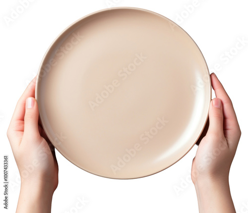 Hand holding plate bowl food tableware.