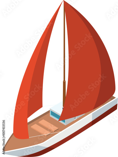 Sail boat isometric icon. Regatta yacht symbol