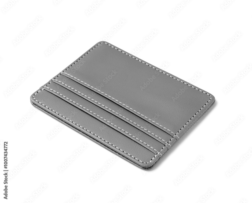 Grey credit card holder on white background, closeup Grey credit card holder on white background, closeup