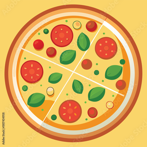 Colorful Round Tasty Pizza