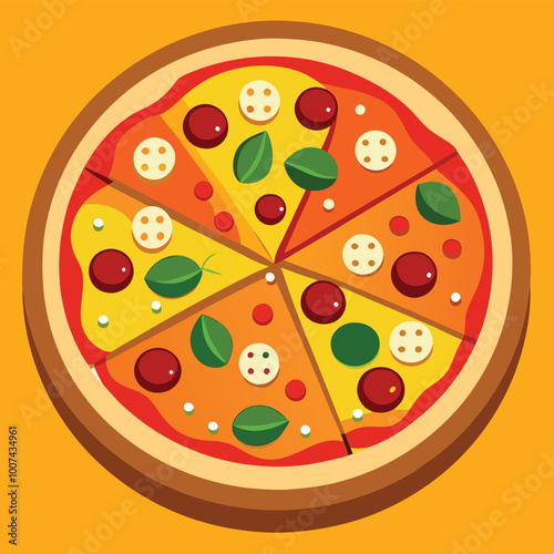 Colorful Round Tasty Pizza