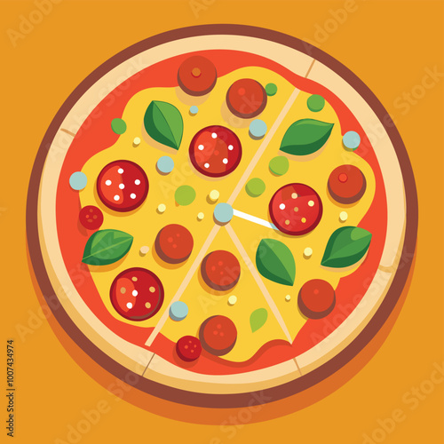 Colorful Round Tasty Pizza