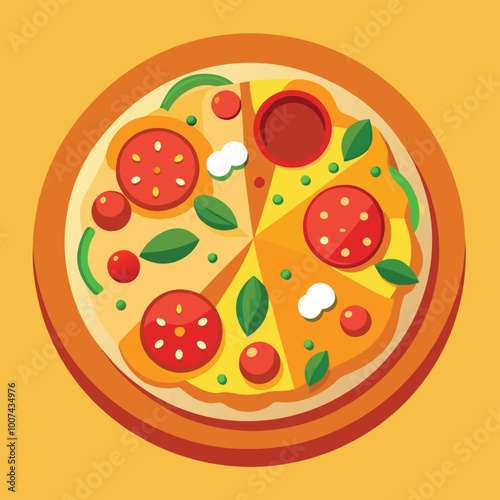 Colorful Round Tasty Pizza