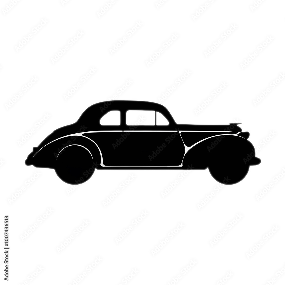 Fototapeta premium A beautiful car in a smooth black silhouette without background. Ai generated