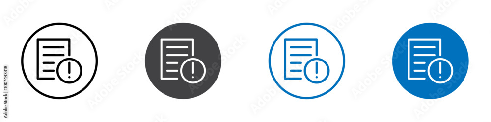 Document error icon Isolated on white background vector set Document error icon Isolated on white background vector set