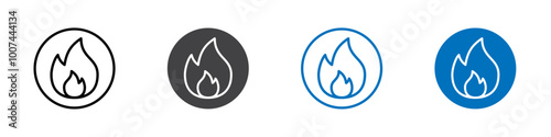 Fire icon Isolated on white background vector set