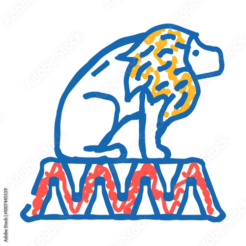 lion tamer carnival vintage show doodle icon sketch vector. lion tamer carnival vintage show sign. isolated symbol illustration