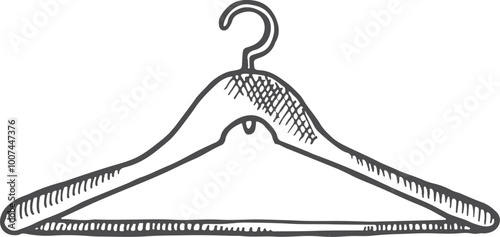 Clothing hanger wooden sketch. Vintage coat rack