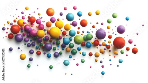 A dazzling array of spheres in vibrant colors forming a circular pattern on a white background, symbolizing unity and diversity