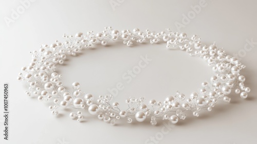 A delicate array of pearls forming a circular trail, set on a white background, with each pearl exuding timeless beauty and luxury