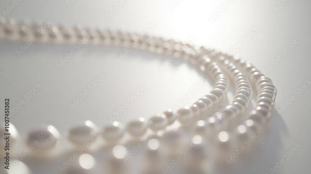 A perfect circle of pearls forming a radiant trail on a pristine white background, showcasing their subtle glow and elegance A perfect circle of pearls forming a radiant trail on a pristine white background, showcasing their subtle glow and elegance