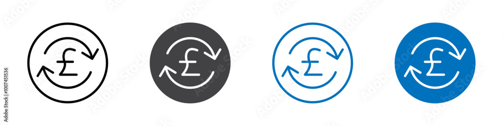 Pound refund icon Isolated on white background vector set Pound refund icon Isolated on white background vector set