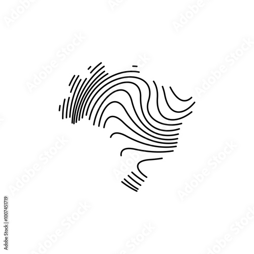 brazil country map curved black lines icon illustration