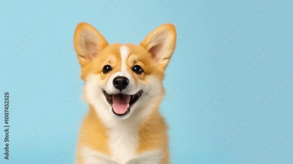A puppy on pastel background. Copy space. A puppy on pastel background. Copy space.