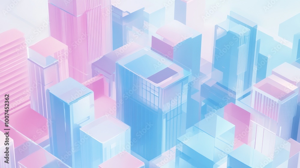Abstract Cityscape in Pastel Hues