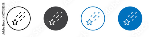 Shooting star icon Isolated on white background vector set