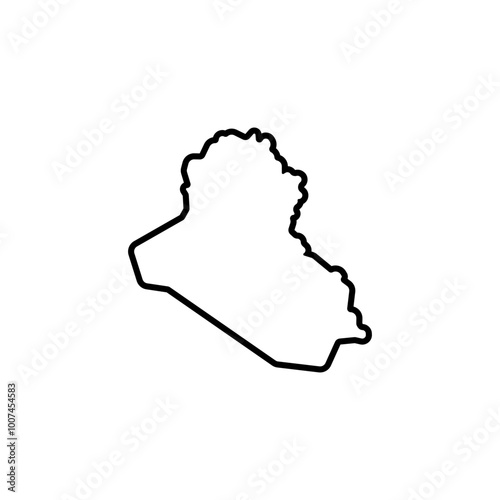 iraq country map black line border vector icon illustration