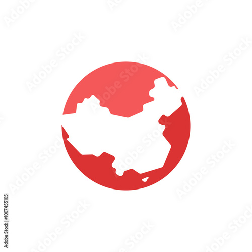 Canvas Print china country map circle border vector icon illustration