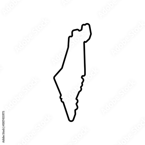 israel country map black line border vector icon illustration